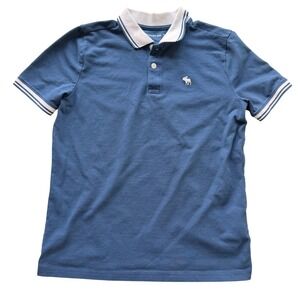 Abercrombie Kids Boys Logo Pique Polo Shirt Blue 13/14 Preppy Y2K